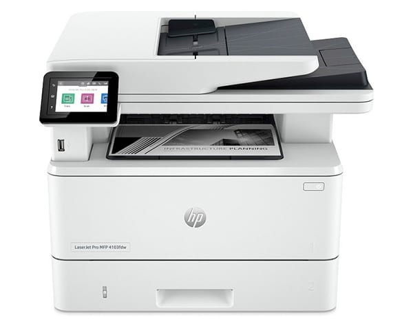 Máy in đa năng HP LaserJet Pro MFP 4103fdw - 2Z629A (Print/ Copy/ Scan/ Fax/ Wifi)