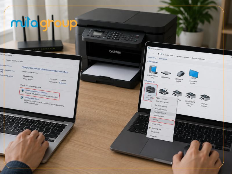 Cách chia sẻ máy in qua mạng LAN từ một máy tính khác