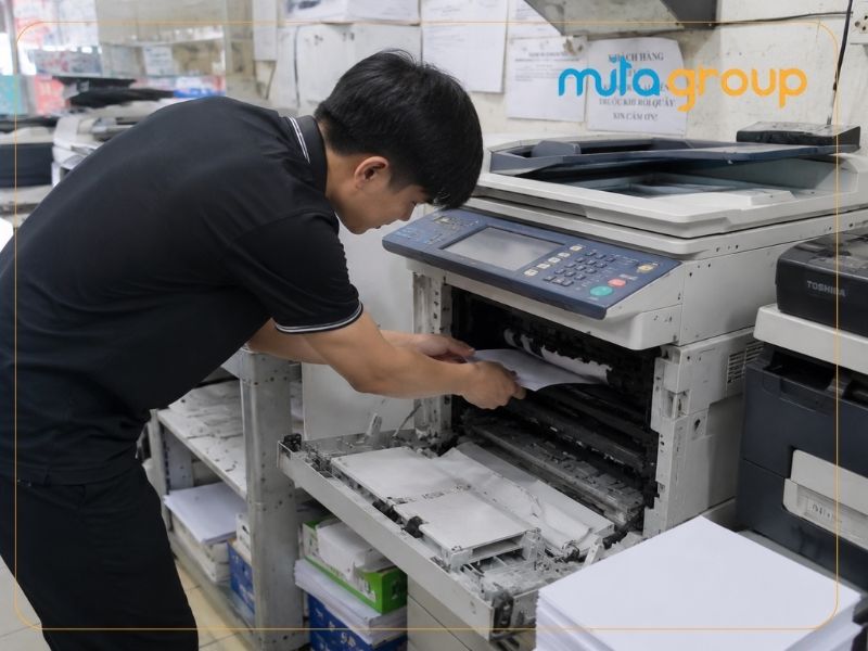 Máy in bị kẹt giấy phải làm sao?