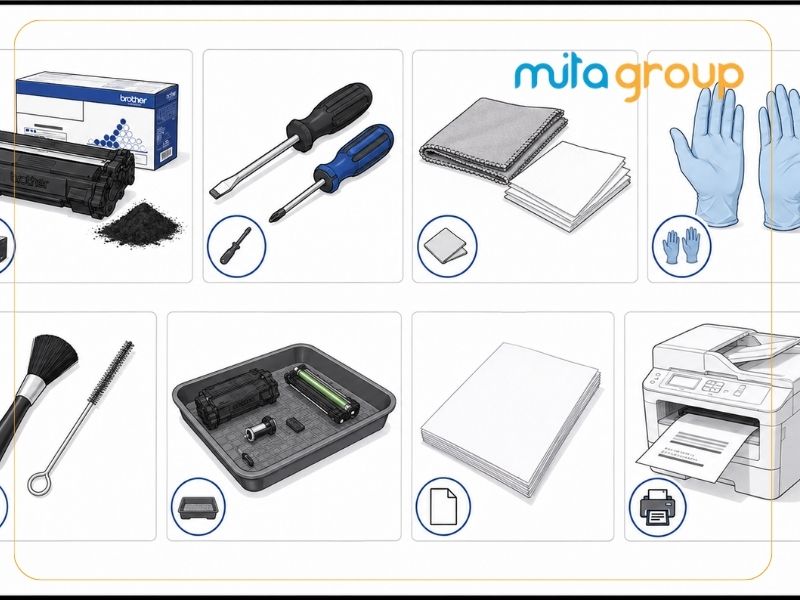 Thay mực máy in Brother cần chuẩn bị gì?