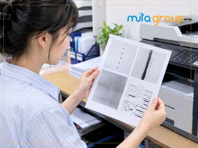 Dấu hiệu nhận biết máy in bị lỗi drum qua mắt thường trên từng trang in