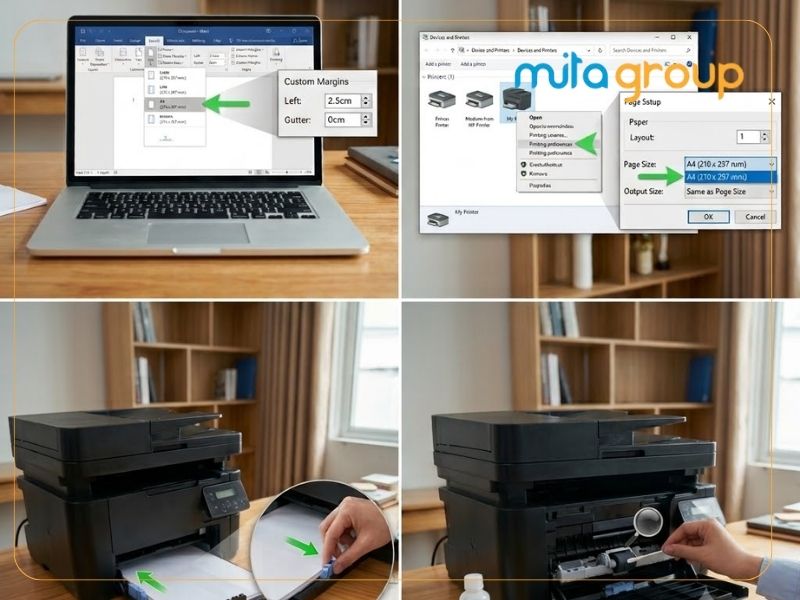 4 bước tự khắc phục lỗi máy in bị lệch lề trái cực nhanh tại chỗ