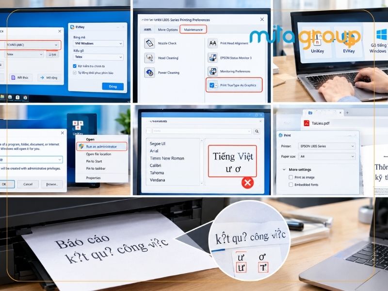 7 nguyên nhân khiến máy in bị mất chữ ư ơ phổ biến nhất
